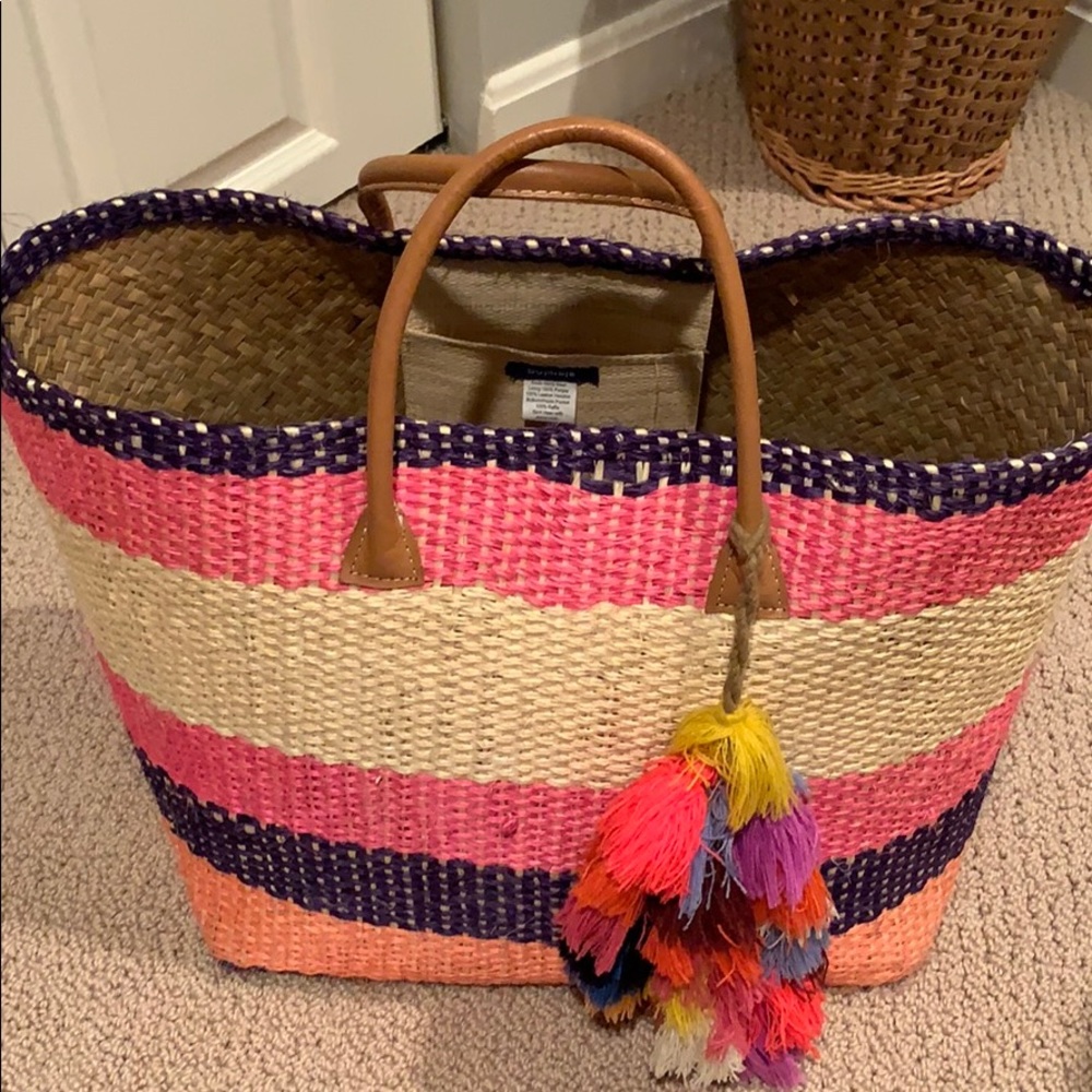 Anthropology Basket stripe tote